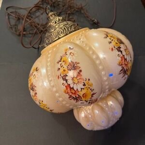 Vintage Hollywood Regency MCM Swag Large Floral Hanging Lamp